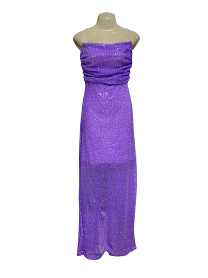 D X |M| BUST 17| B28| PREMIUM LILAC SEQUIN GATHERED BUST SLIP LONG MAXI DRESS