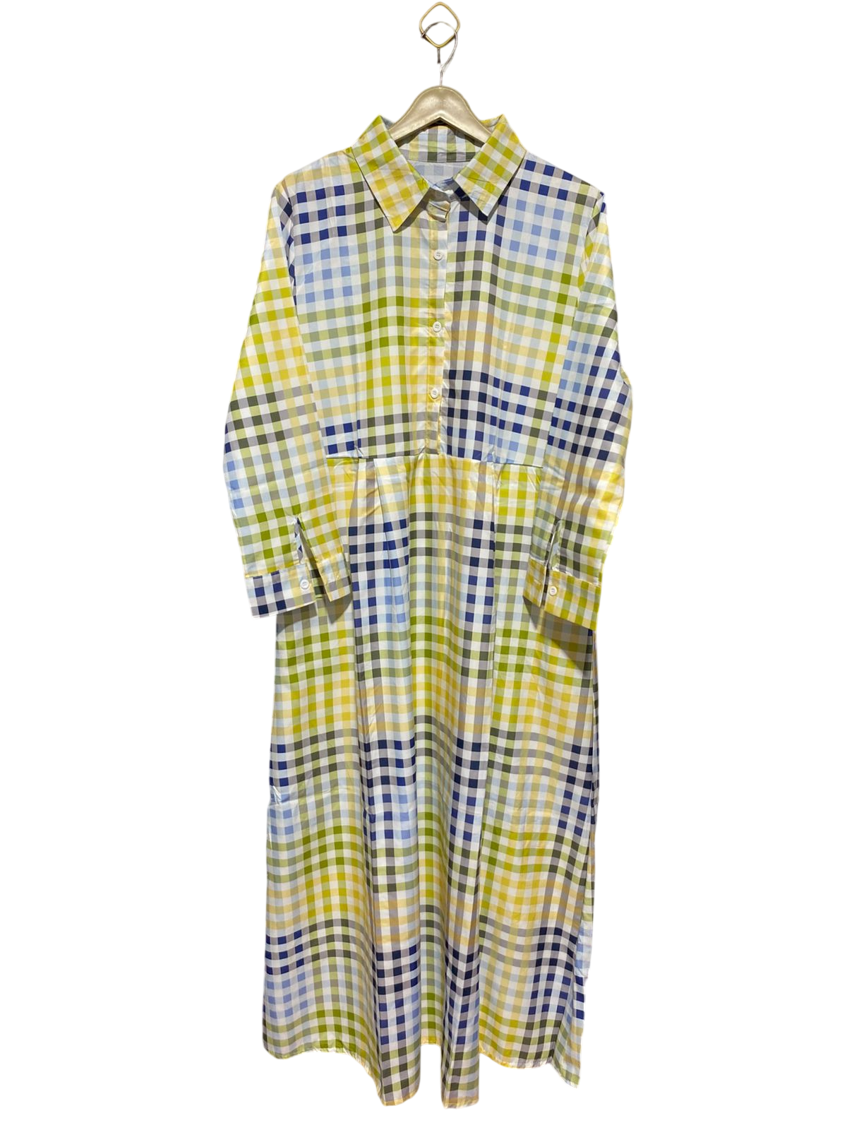 |XL| BUST 21| B28| PREMIUM MULTICOLOR GINGHAM CHECKERED BUTTON-DOWN LONG MAXI SHIRT DRESS