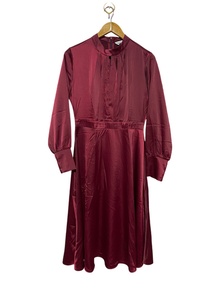 CHICWISH |M| BUST 18| B28| PREMIUM MAROON SATIN MOCK NECK LONG MAXI DRESS
