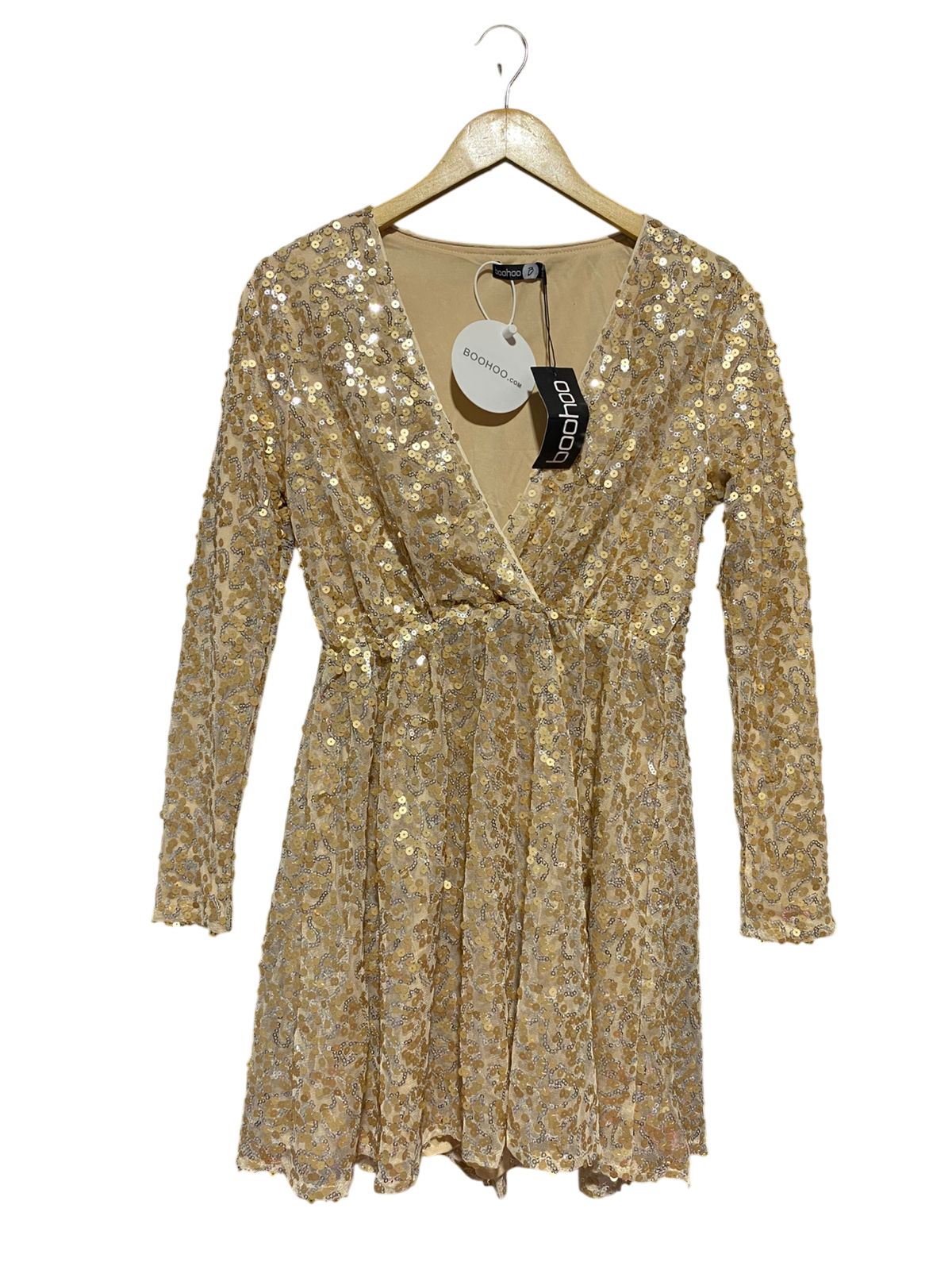 BOOHOO |M| BUST 17| B28| SEQUIN EMBELLISHED SURPLICE PARTY DRESS