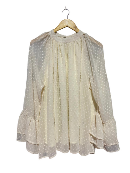 SHEIN |L| BUST FREE| B28| SWISS DOT BELL SLEEVE BLOUSE