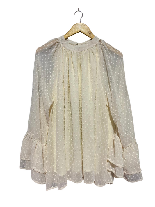 SHEIN |L| BUST FREE| B28| SWISS DOT BELL SLEEVE BLOUSE