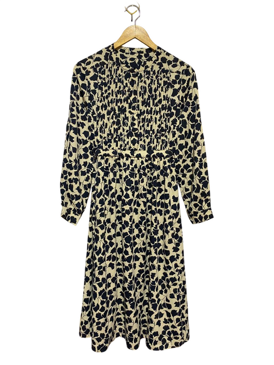 |M| BUST 18| B28| FLORAL PRINT PIN-TUCK LONG MIDI DRESS