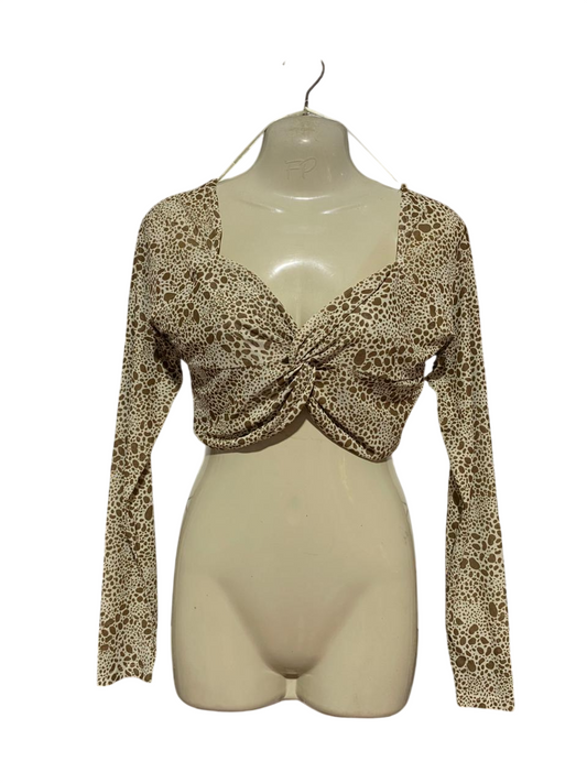GLASSONS |L| BUST 16| B28| ANIMAL PRINT TWIST-FRONT CROP TOP