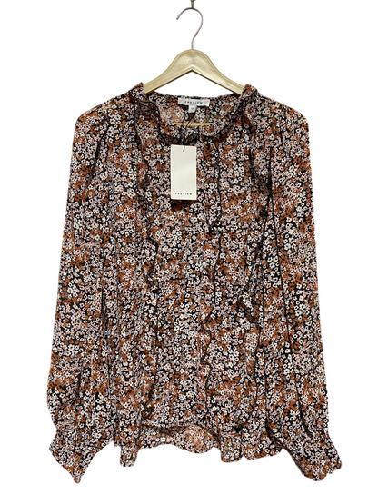 PREVIEW |XL| BUST 24| B28| FLORAL RUFFLE TRIM LONG SLEEVE BLOUSE