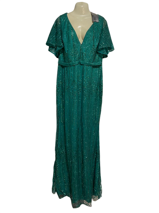 XUCTHHC |M| BUST 18| B29| EMBELLISHED SEQUIN V-NECK MAXI DRESS