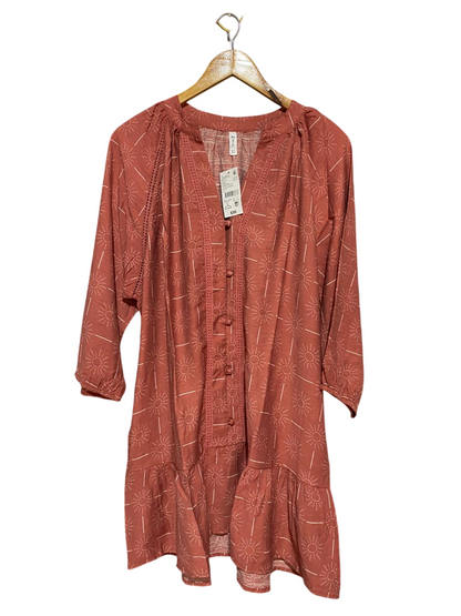 & ME | XL| BUST 23| B29| SUN PRINT BOHO V-NECK MINI DRESS