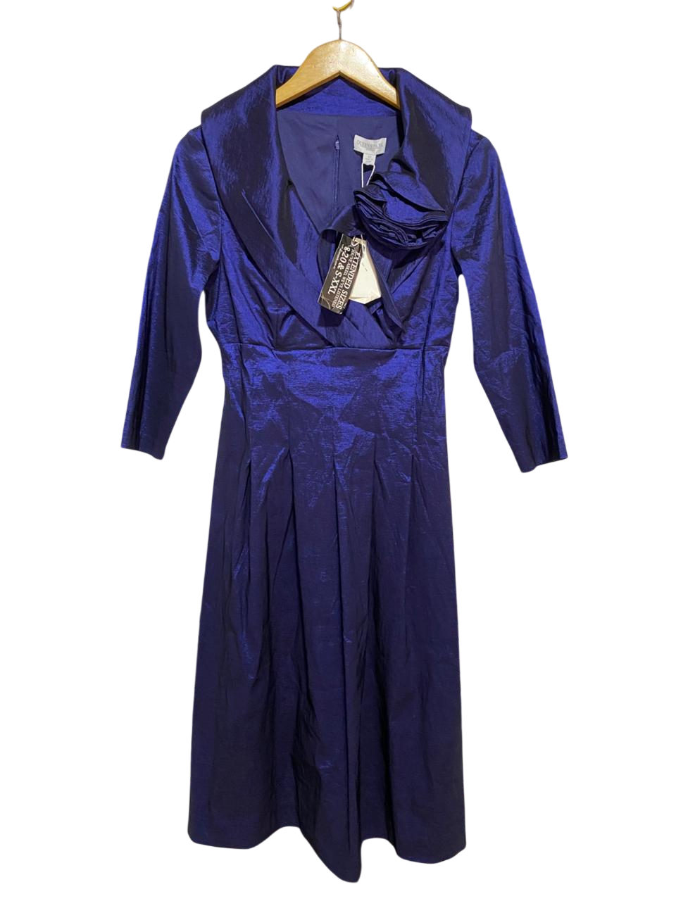 QUEENS PARK |M| BUST 16| B29| PREMIUM SHIMMER ROYAL BLUE MAXI DRESS WITH ROSETTE DETAIL