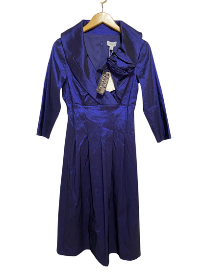 QUEENS PARK |M| BUST 16| B29| PREMIUM SHIMMER ROYAL BLUE MAXI DRESS WITH ROSETTE DETAIL