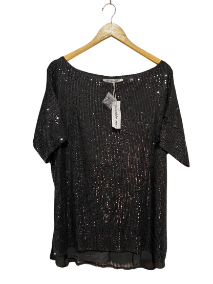VINE APPAREL |M| BUST FREE| B29| WOMEN'S SEQUIN EMBELLISHED SHORT SLEEVE PARTY BLOUSE / TOP