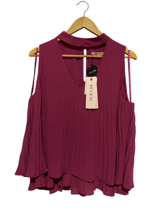 REVIEW |L| BUST 20| B29| WOMEN'S CHOKER NECK PLISSÉ COLD SHOULDER PARTY BLOUSE / TOP