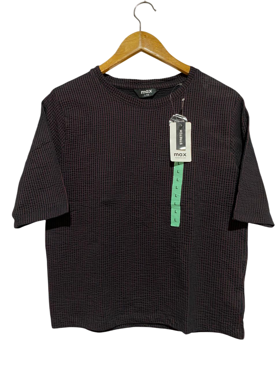 MAX |M| BUST 18| B29| WOMEN'S TEXTURED STRETCH SHORT SLEEVE CASUAL TOP / T-SHIRT