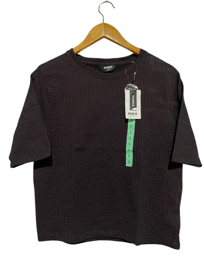 MAX |M| BUST 18| B29| WOMEN'S TEXTURED STRETCH SHORT SLEEVE CASUAL TOP / T-SHIRT