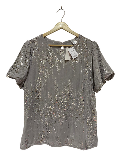 ANKO |L| BUST 22| B29| WOMEN'S SEQUIN EMBELLISHED SHORT SLEEVE PARTY BLOUSE / TOP