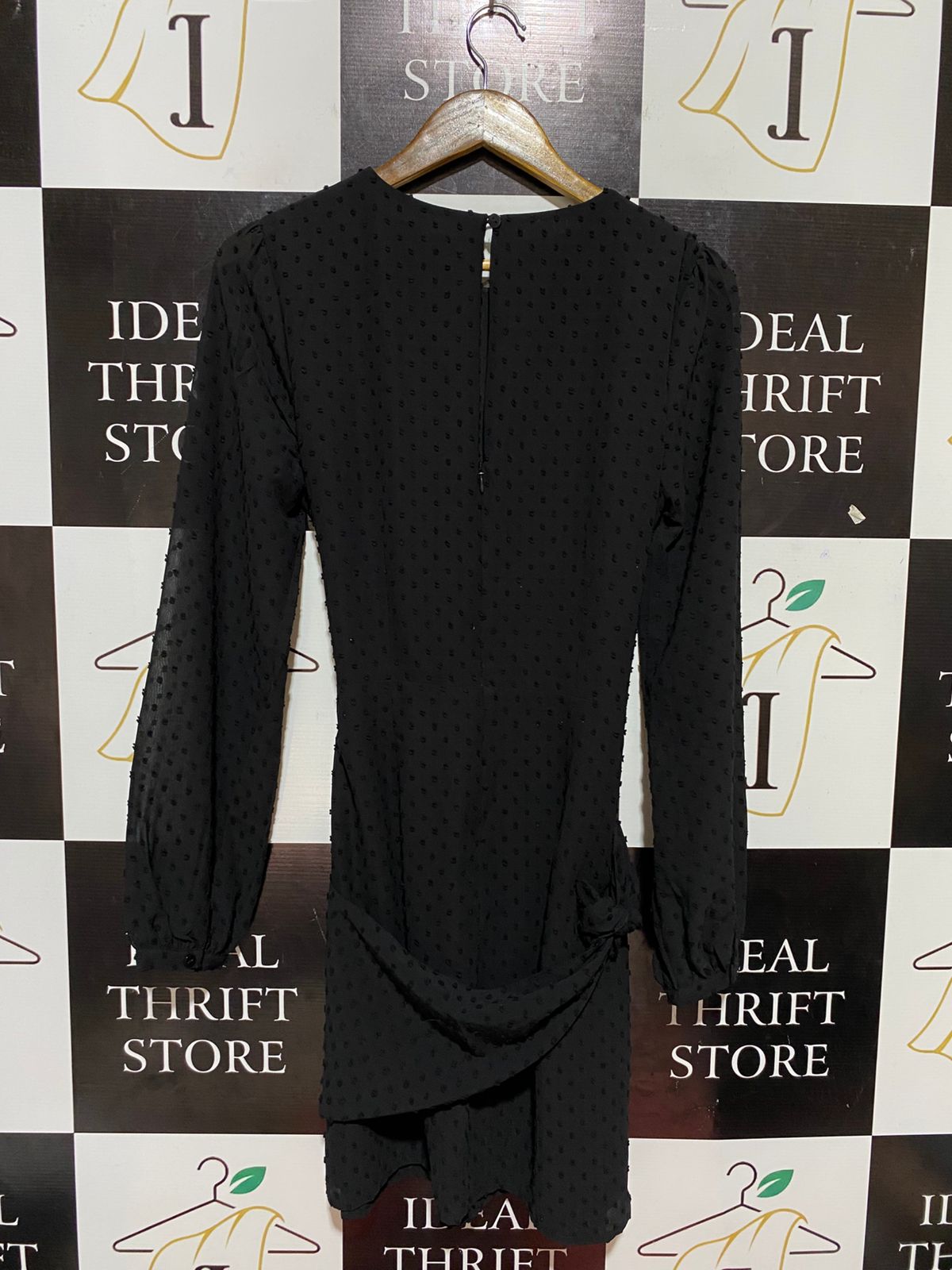 DOTTI |M| BUST 18| B29| WOMEN'S LONG-SLEEVE TEXTURED MINI DRESS WITH WAIST TIE