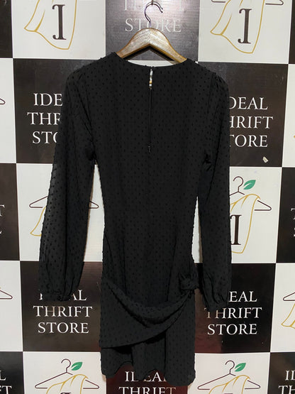 DOTTI |M| BUST 18| B29| WOMEN'S LONG-SLEEVE TEXTURED MINI DRESS WITH WAIST TIE