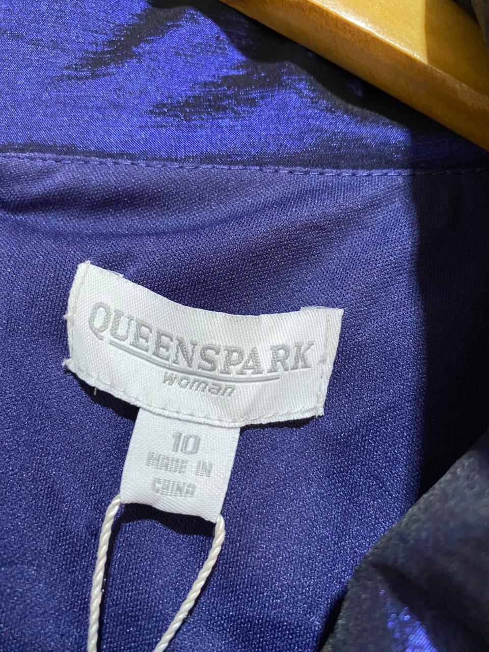 QUEENS PARK |M| BUST 16| B29| PREMIUM SHIMMER ROYAL BLUE MAXI DRESS WITH ROSETTE DETAIL