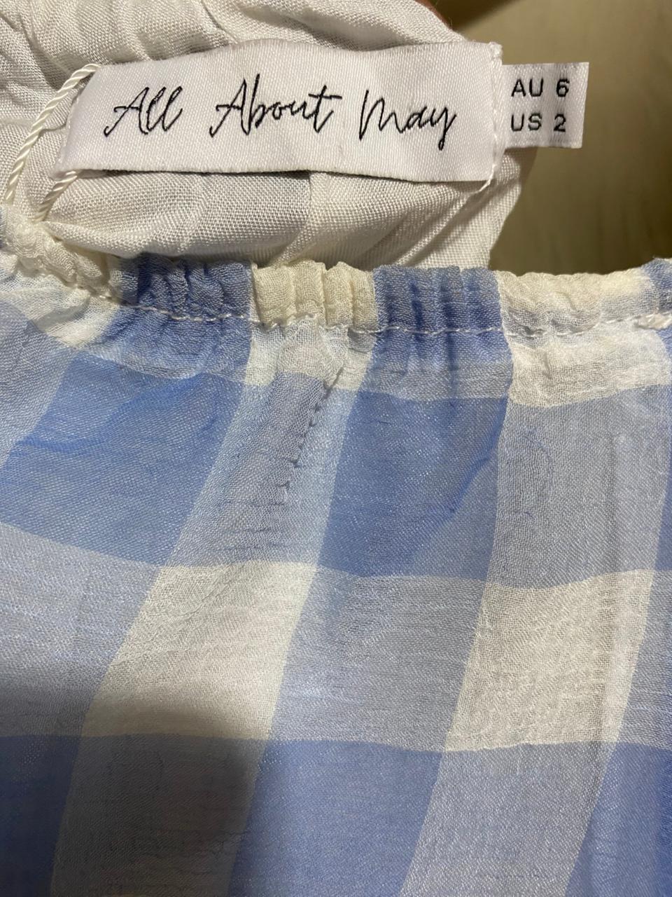 ALL ABOUT MAY |M| BUST 17| B29| GINGHAM CHECKERED HALTER MAXI DRESS