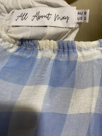 ALL ABOUT MAY |M| BUST 17| B29| GINGHAM CHECKERED HALTER MAXI DRESS