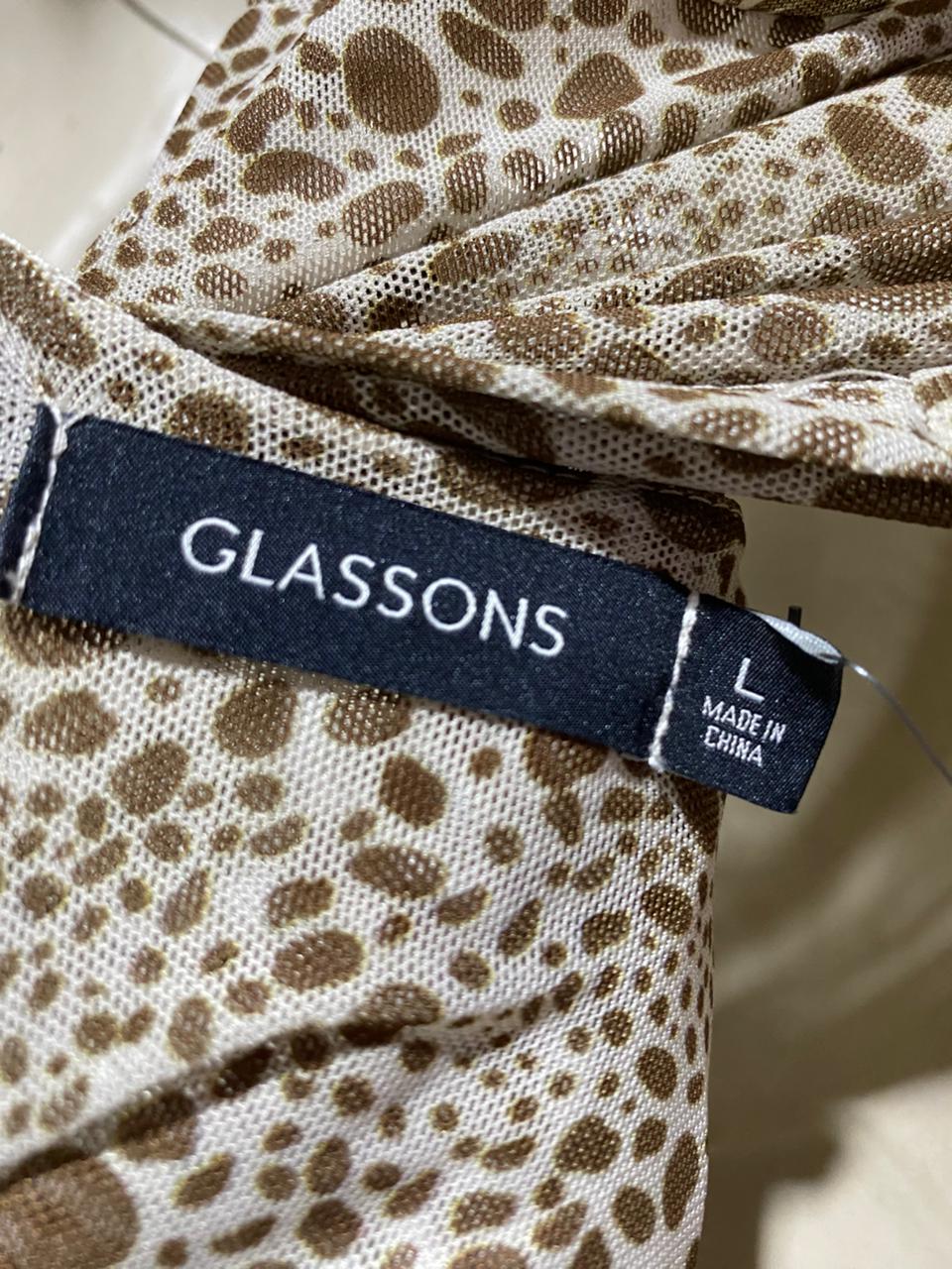 GLASSONS |L| BUST 16| B28| ANIMAL PRINT TWIST-FRONT CROP TOP