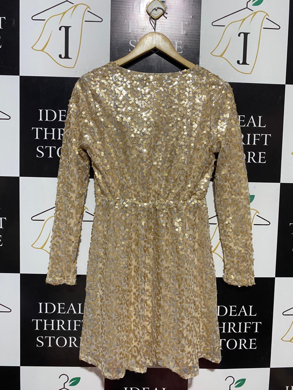 BOOHOO |M| BUST 17| B28| SEQUIN EMBELLISHED SURPLICE PARTY DRESS