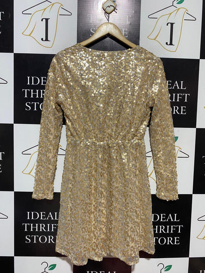 BOOHOO |M| BUST 17| B28| SEQUIN EMBELLISHED SURPLICE PARTY DRESS