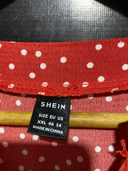 SHEIN |XL| BUST 21| B28| RED POLKA DOT V-NECK MIDI DRESS WITH SMOCKED CUFFS