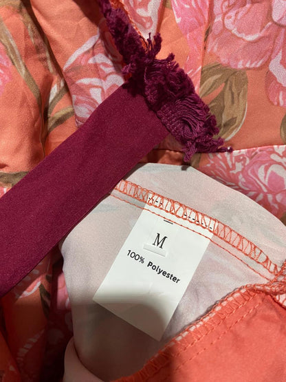 |M| BUST 17| B28| PREMIUM PEACH FLORAL WRAP LONG MAXI DRESS WITH RUFFLE TRIM