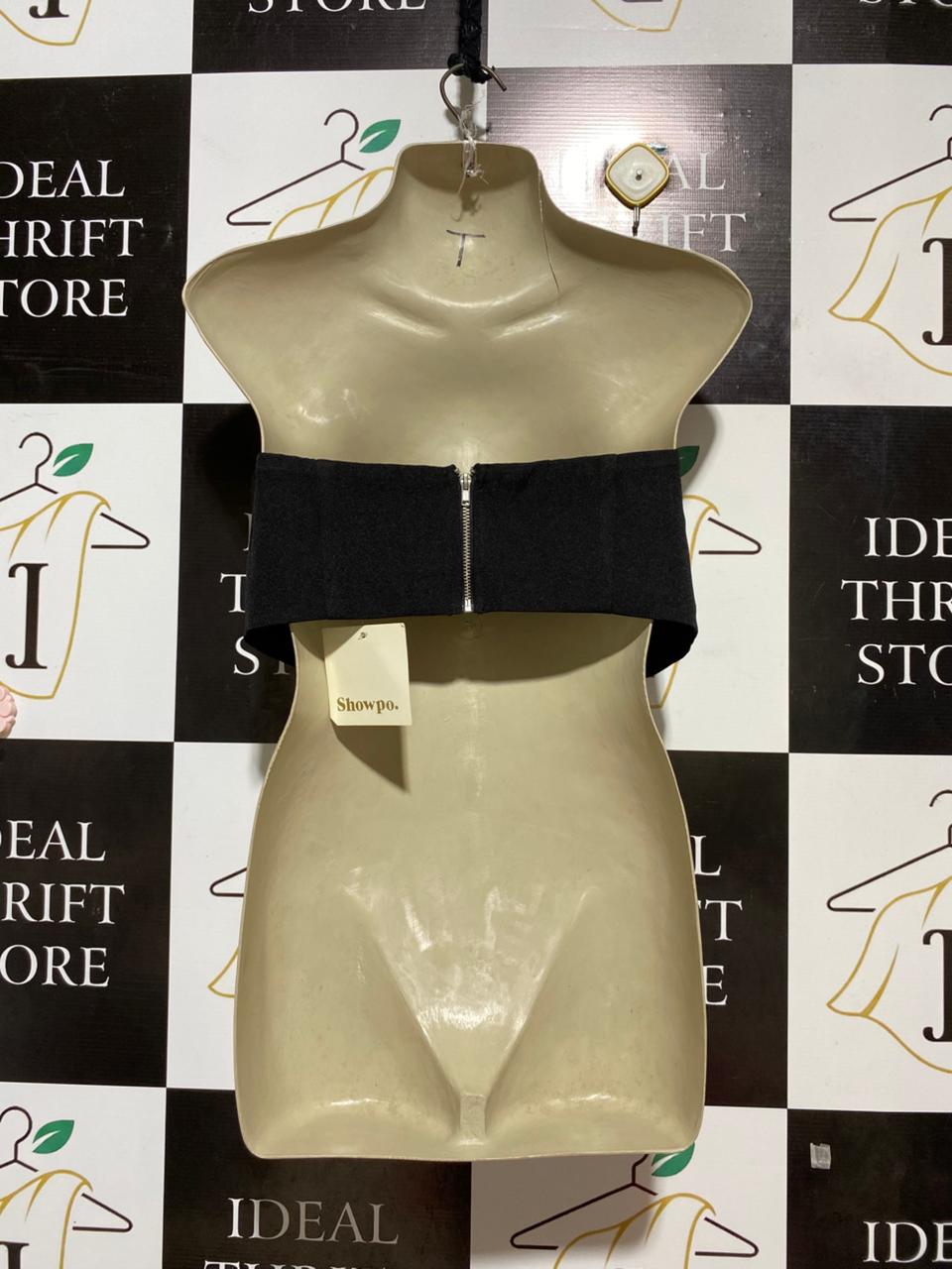 SHOWPO |M| BUST 17| B28| PREMIUM BLACK STRAPLESS STRUCTURED TUBE CROP TOP