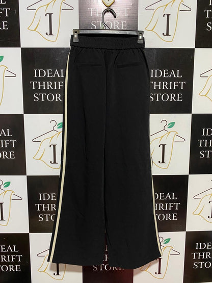 |S| WAIST 26| B28| PREMIUM BLACK WIDE-LEG SIDE-STRIPE TROUSERS