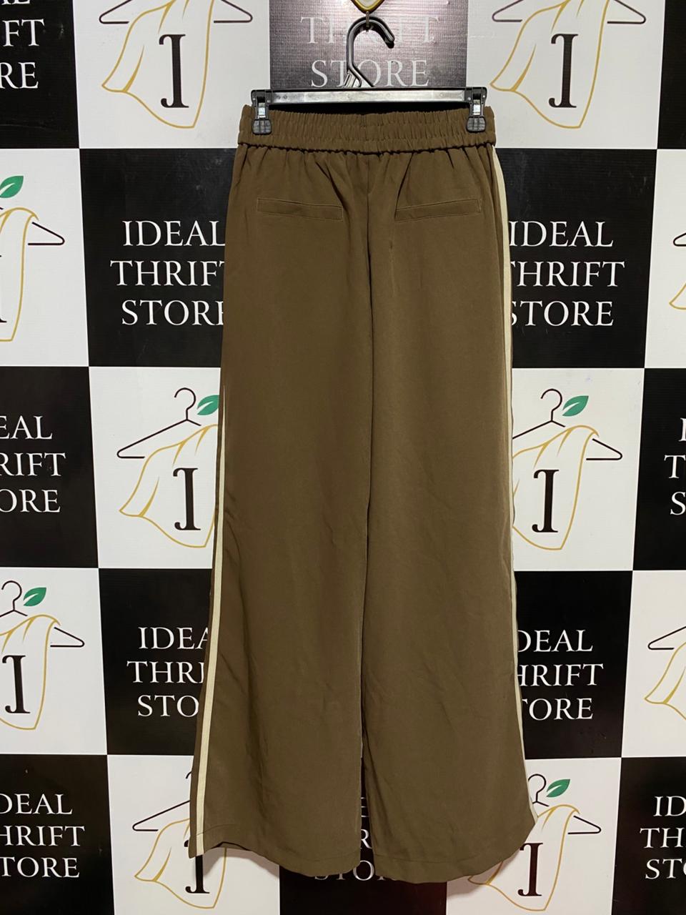 |S| WASIT 26| B28| PREMIUM BROWN WIDE-LEG SIDE-STRIPE TROUSERS