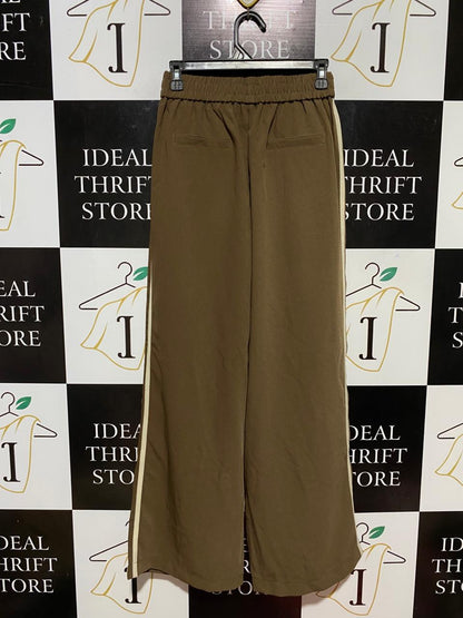 |S| WASIT 26| B28| PREMIUM BROWN WIDE-LEG SIDE-STRIPE TROUSERS