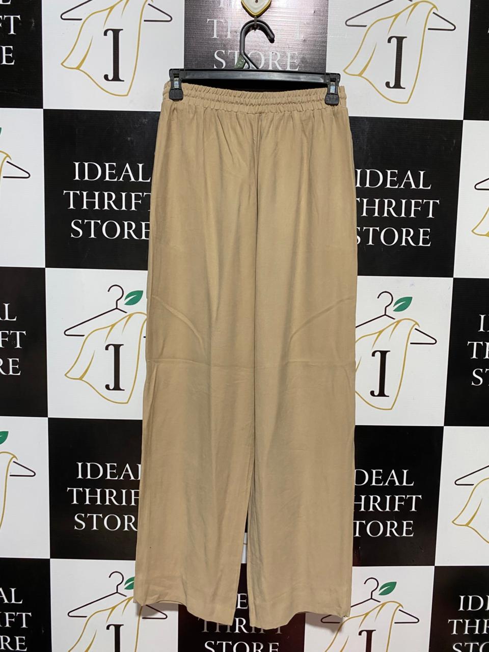 KOOKAI |S| WAIST 26| B28| PREMIUM BEIGE CASUAL WIDE-LEG TROUSERS WITH DRAWSTRING