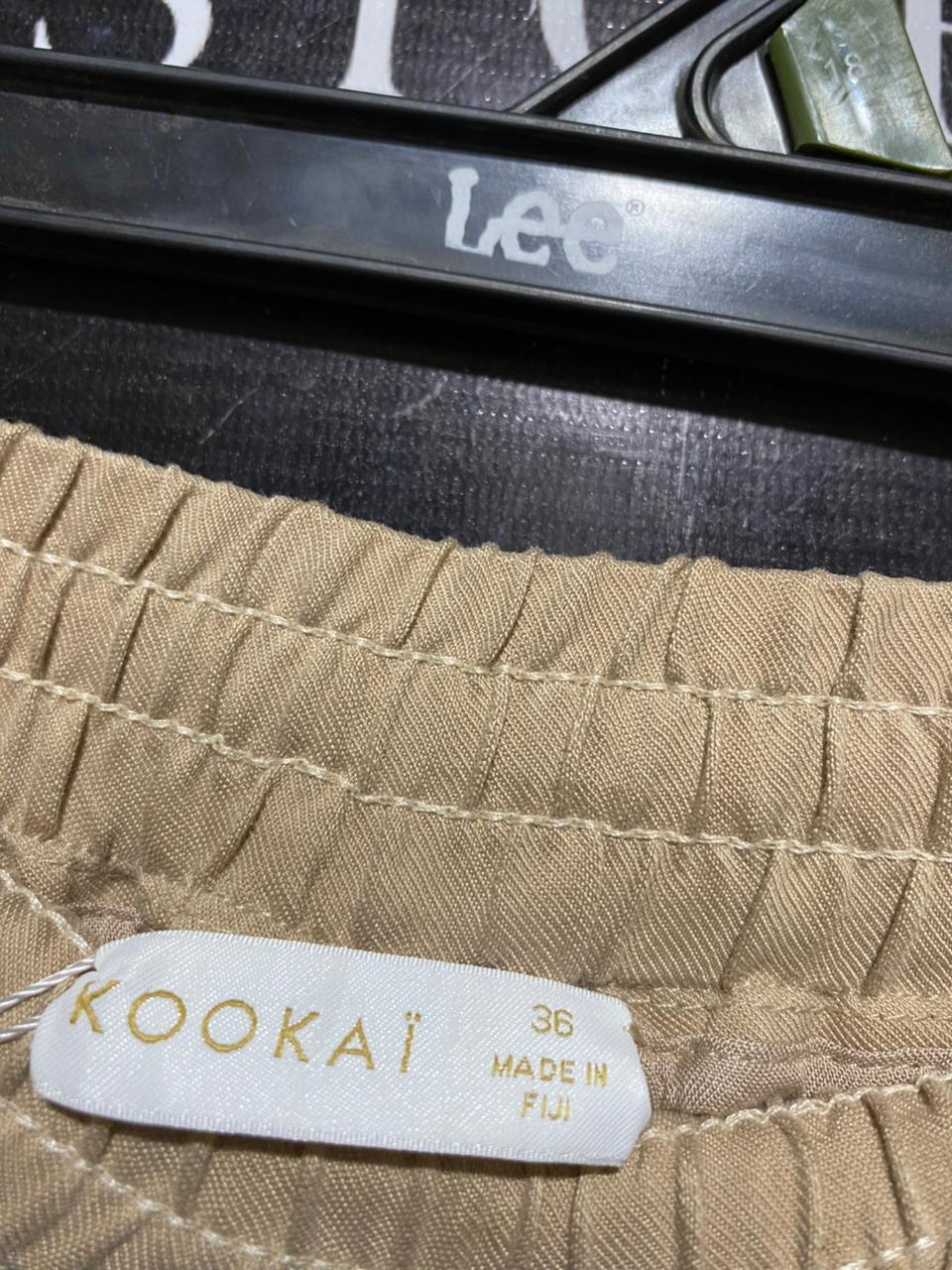 KOOKAI |S| WAIST 26| B28| PREMIUM BEIGE CASUAL WIDE-LEG TROUSERS WITH DRAWSTRING