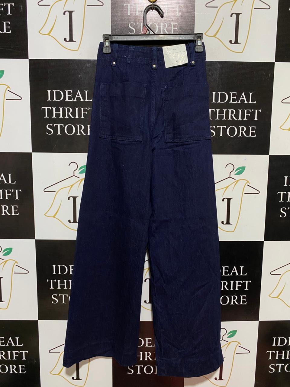 ZARA |XS| WAIST 24| B28| WOMEN'S HIGH-WAISTED WIDE-LEG DENIM JEANS / TROUSERS