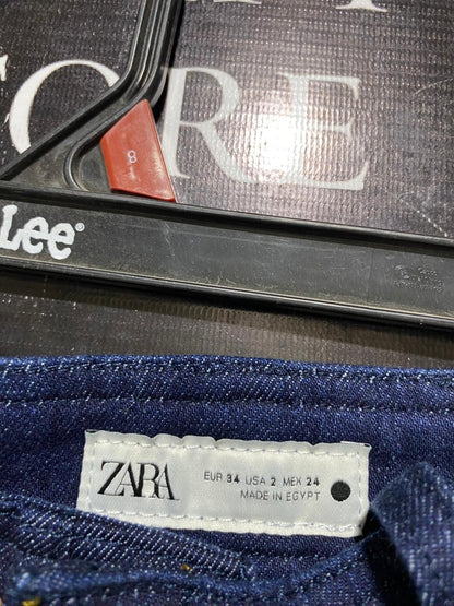 ZARA |XS| WAIST 24| B28| WOMEN'S HIGH-WAISTED WIDE-LEG DENIM JEANS / TROUSERS