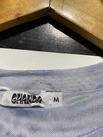 GHANDA |M| BUST 16| B28| WOMEN'S ABSTRACT LANDSCAPE PRINT MESH TOP / BLOUSE