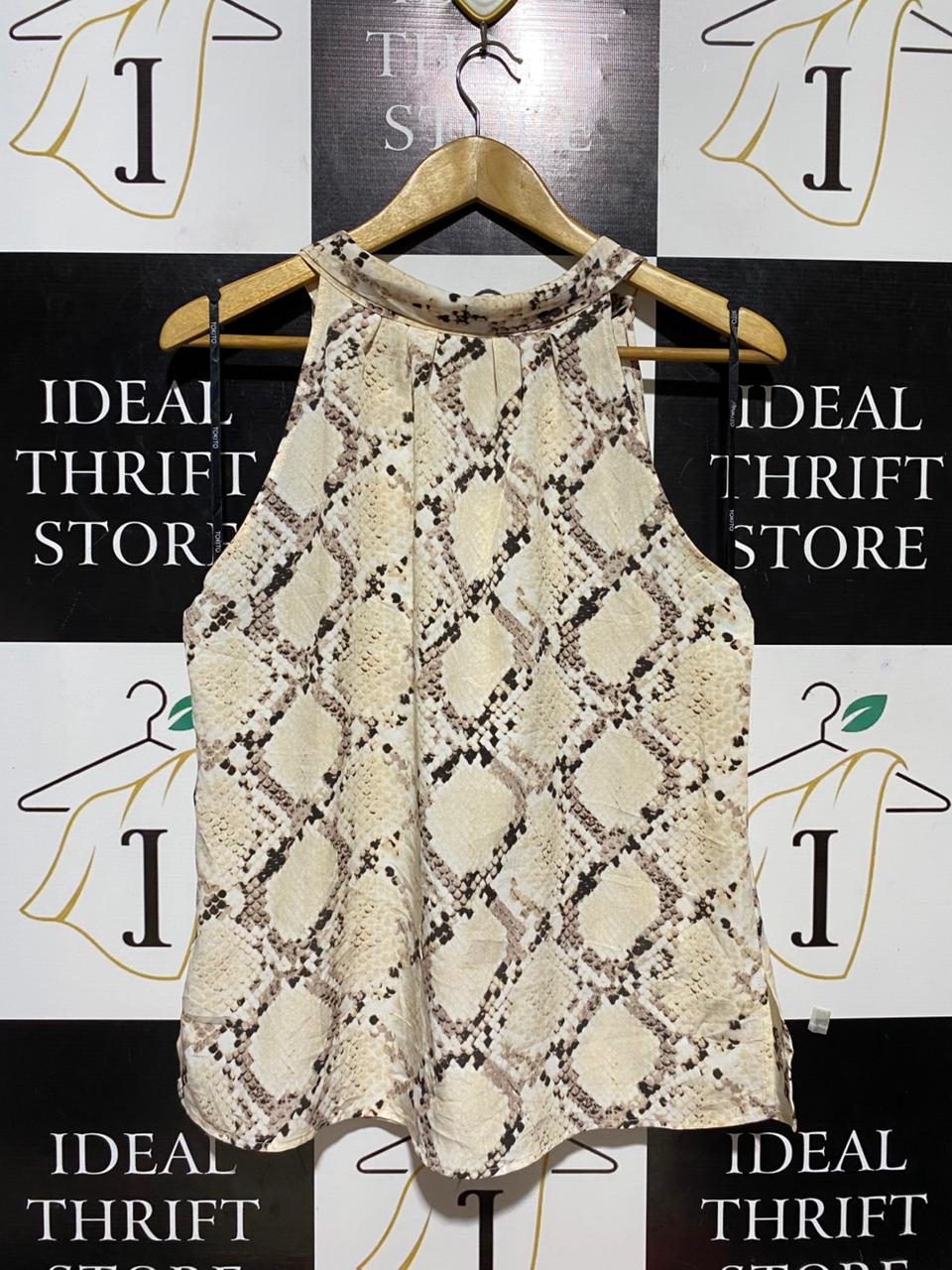 TOKITO |L| BUST 19| B28| WOMEN'S SNAKESKIN PRINT HALTER NECK BLOUSE / TOP