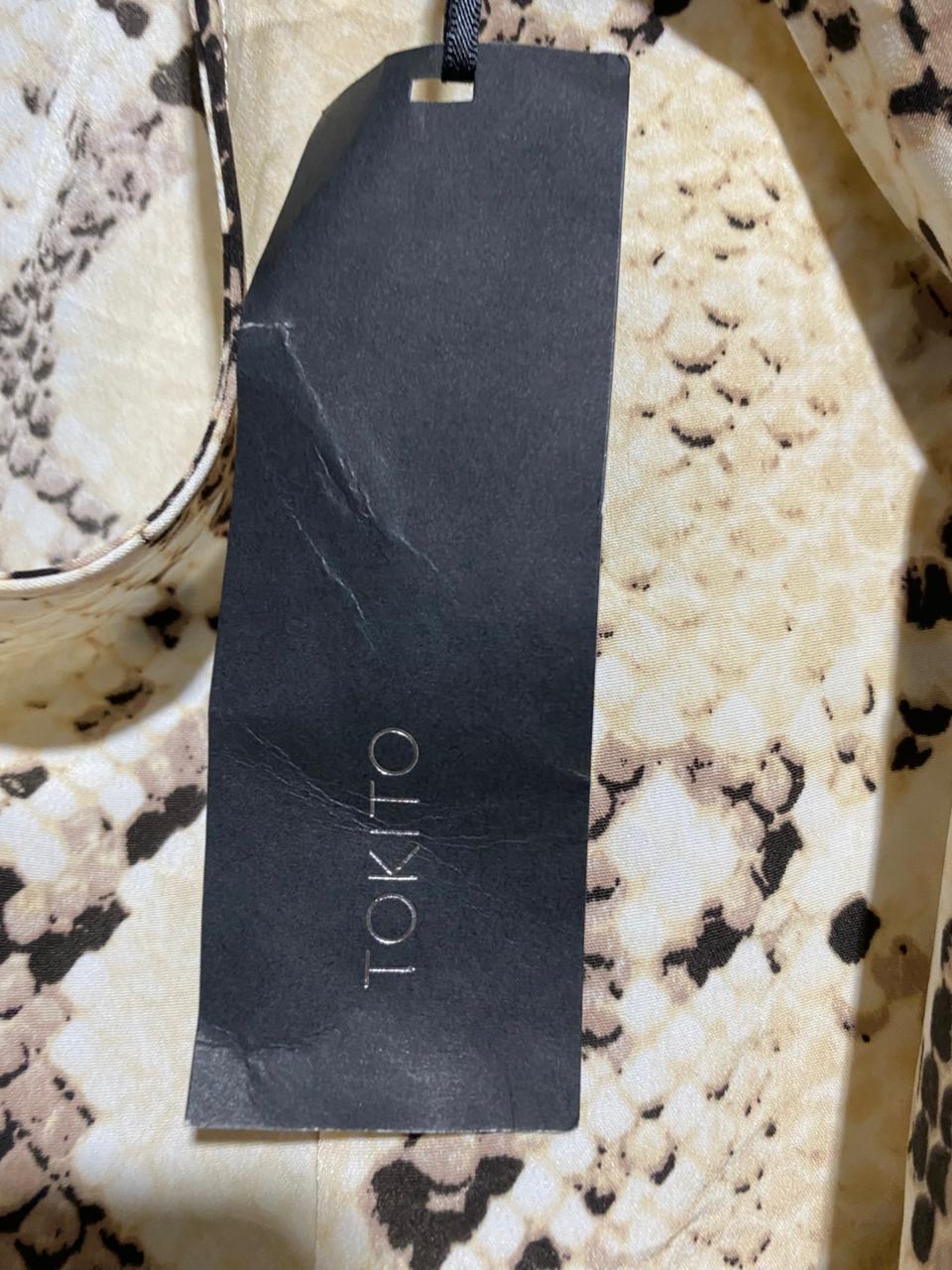 TOKITO |L| BUST 19| B28| WOMEN'S SNAKESKIN PRINT HALTER NECK BLOUSE / TOP