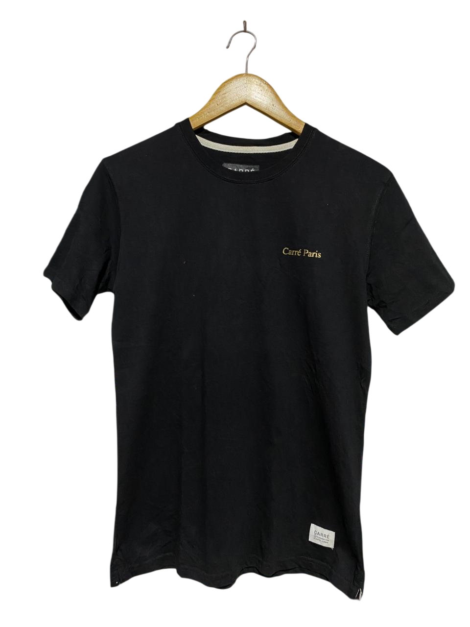 CARRE |M| BUST 18| B29| BLACK GOLD EMBROIDERED LOGO STREETWEAR TEE SHIRT