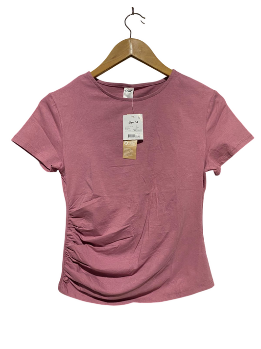 ANKO |S| BUST 15| B29| MAUVE PINK RUFFLED SIDE-RUCHE SHORT SLEEVE CASUAL TOP