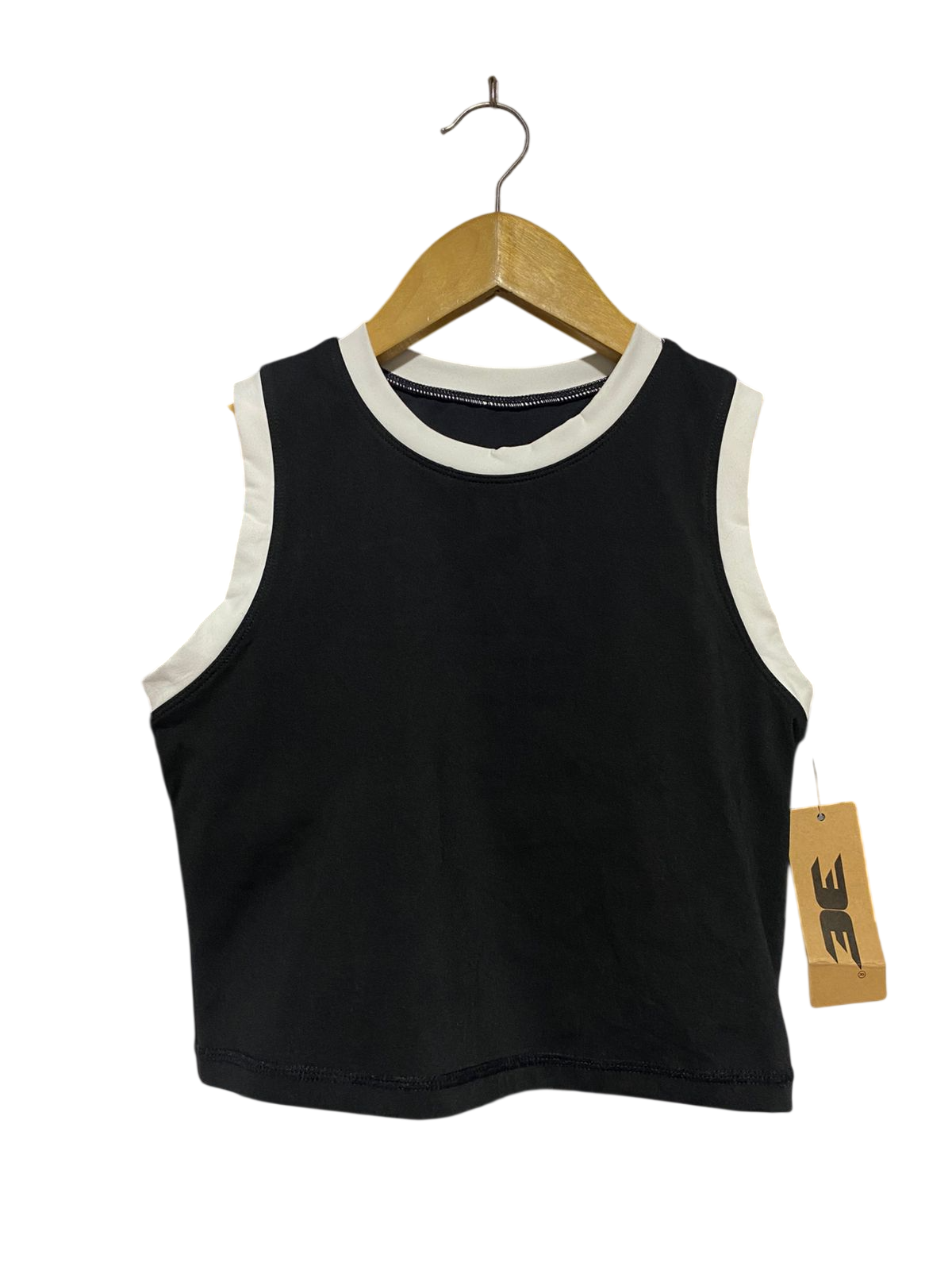 EE |S| BUST 14| B29| LADIES TWO-TONE BLACK AND WHITE ATHLETIC CROP TANK TOP
