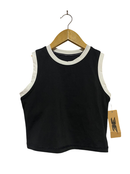 EE |S| BUST 14| B29| LADIES TWO-TONE BLACK AND WHITE ATHLETIC CROP TANK TOP