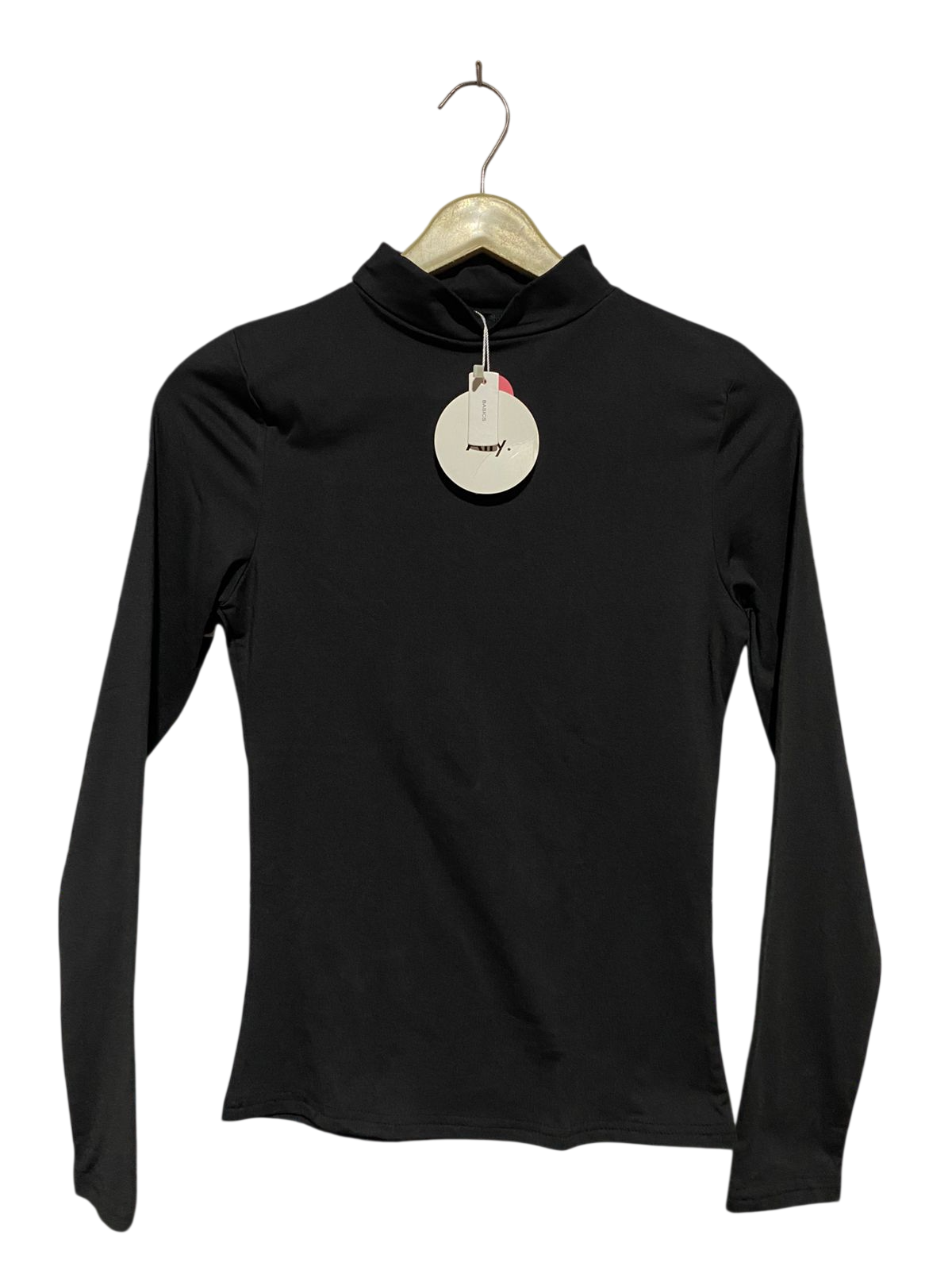 ALLY |S| BUST 15| B29| BLACK HIGH-NECK MOCK TURTLENECK LONG SLEEVE TOP