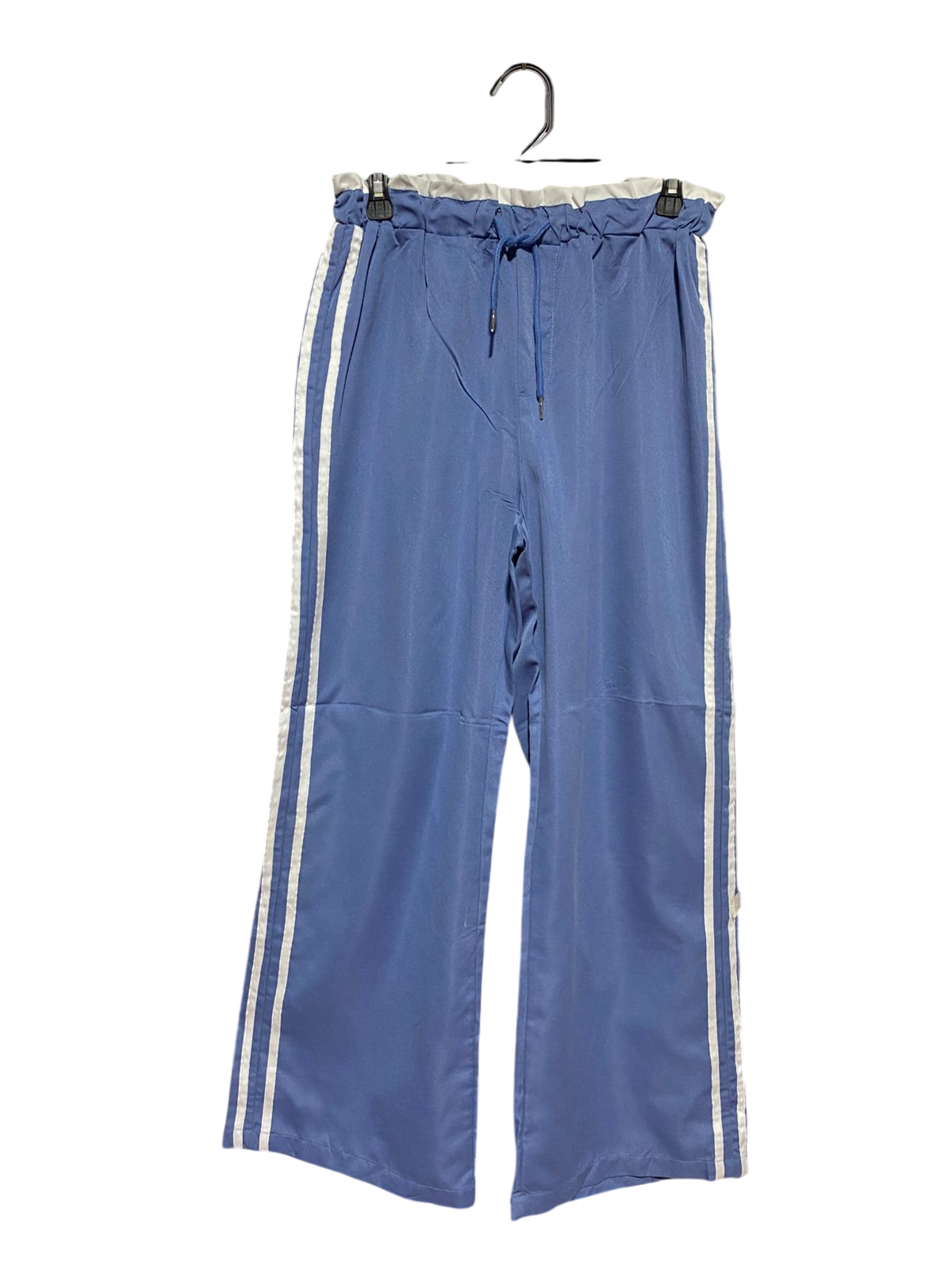 |M| WAIST 28| B29| PREMIUM SPORTY BLUE WIDE-LEG TRACK PANTS WITH WHITE SIDE STRIPES