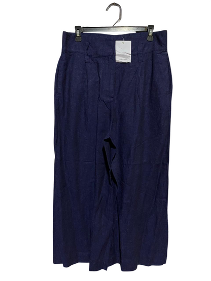 SUSSAN |L| WAIST 32| B29| PREMIUM NAVY BLUE LINEN WIDE-LEG TROUSERS