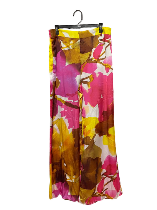 |XS| WAIST 17| B29| PREMIUM VIBRANT FLORAL WIDE-LEG SATIN TROUSERS