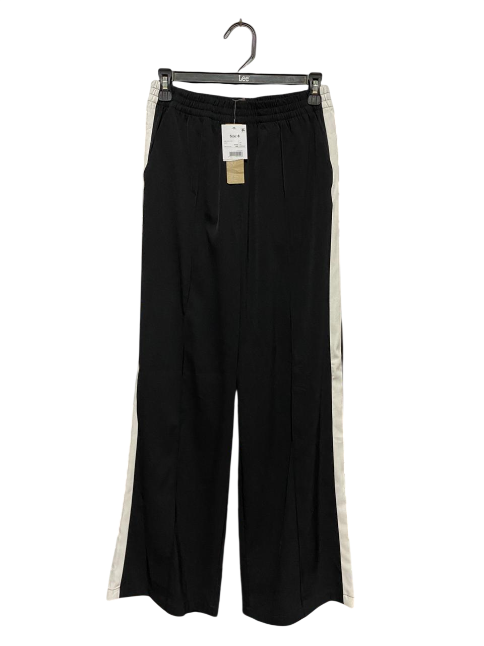 ANKO |S| WAIST 26| B29| PREMIUM BLACK WIDE-LEG TROUSERS WITH WHITE SIDE STRIPES
