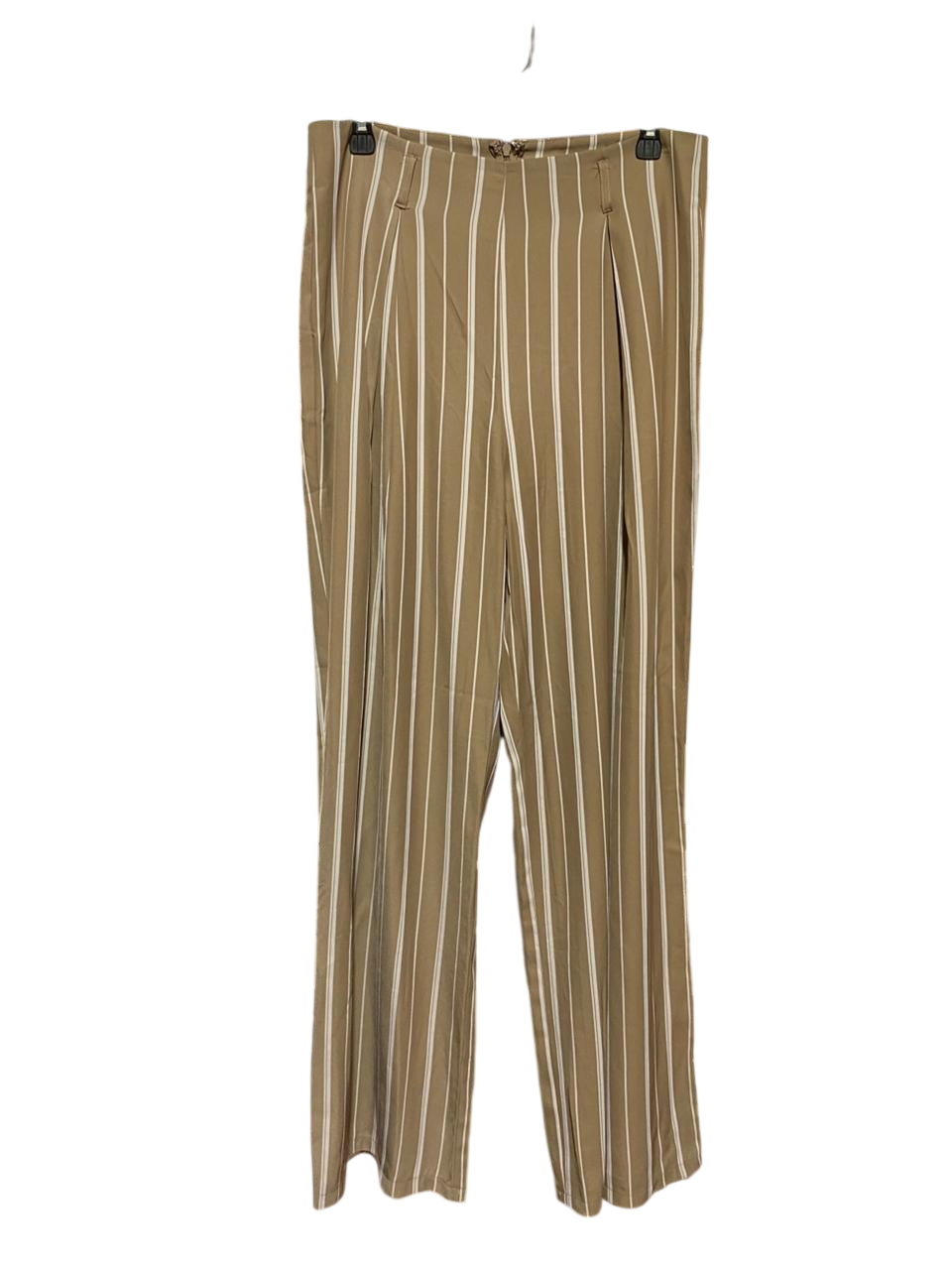 DOTTI |L| WAIST 32| B29| PREMIUM BEIGE VERTICAL STRIPED WIDE-LEG TROUSERS