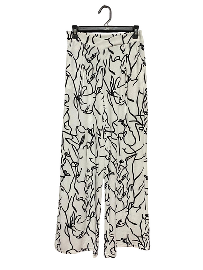 SHEIN |M| WAIST 28| B29| ABSTRACT LINE ART PRINT WIDE-LEG TROUSER